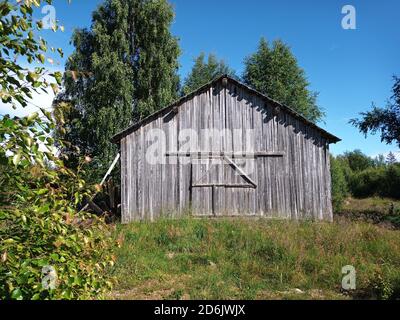 Alte Scheune in Vasterbottens Lan in Schweden. Stockfoto
