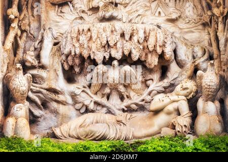 Details des schlafenden Venusbrunnens im Hof der Villa D'Este in Tivoli, Italien Stockfoto