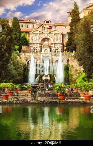 Der Neptunbrunnen, Wahrzeichen der Villa d Este, Tivoli, Italien Stockfoto