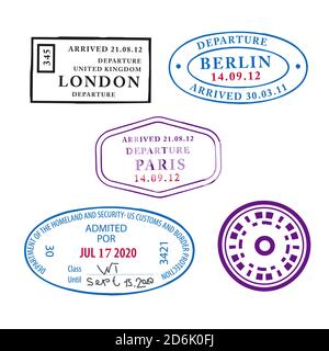 ilustration der verschiedenen Reisepassmarken Stock Vektor