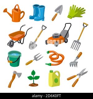 Abbildung der Gartengeräte Icon-Set Stock Vektor
