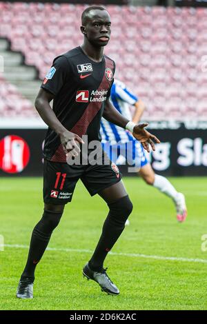 Herning, Dänemark. Oktober 2020. Awer Mabil (11) vom FC Midtjylland beim 3F Superliga Match zwischen FC Midtjylland und Odense Boldklub in der MCH Arena in Herning. (Foto Kredit: Gonzales Foto/Alamy Live News Stockfoto