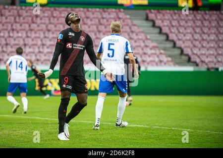 Herning, Dänemark. Oktober 2020. Sory Kaba (9) des FC Midtjylland beim 3F Superliga Match zwischen FC Midtjylland und Odense Boldklub in der MCH Arena in Herning. (Foto Kredit: Gonzales Foto/Alamy Live News Stockfoto