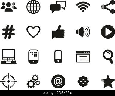 Digitale Werbung Icons Black & White Set Big Stock Vektor