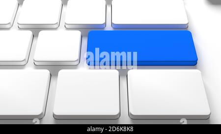 Blanck Keyboard-Taste blau Farbtaste pc - 3d-Abbildung Stockfoto