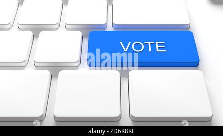 Stimme Tastatur-Taste -Elektronische oder Internet-Abstimmung Konzept (E-Voting oder Online-Voting) amerikanische Wahlen Stockfoto