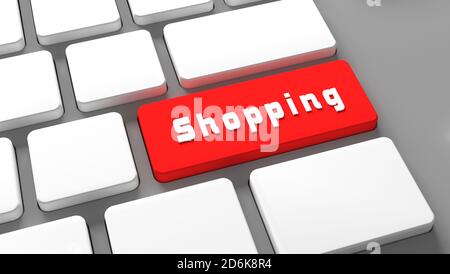 Shopping Keyboard Button - elektronisch - Internet Online-Shopping-Konzept E-Commerce Stockfoto