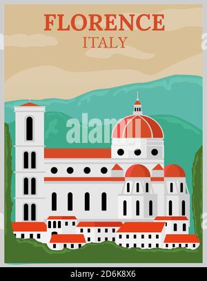 Illustration Vektor-Design von Retro-und Vintage-Reise-Poster von Florenz, Italien Stock Vektor