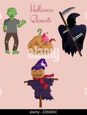 Illustration Vektor Design von Halloween Charakter Vorlage Stock Vektor