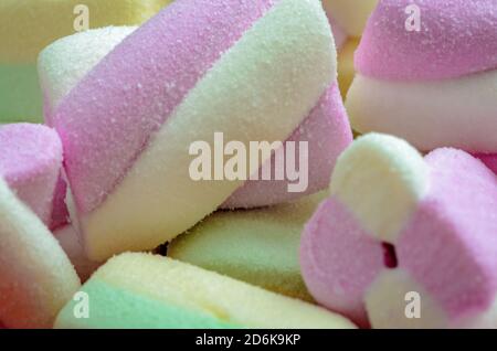 Schöne Hintergrund Marshmallows - Rosa, grün & weiß Farben - Makro-Aufnahme Nahaufnahme Stockfoto