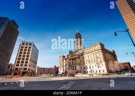 Wayne County Building am Cadillac Square in Detroit, Michigan, USA Stockfoto