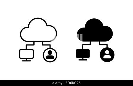 Symbol für die Synchronisierung der Cloud-Technologie. Synchronisationssymbol für Cloud Computing. Dateihosting-Technologie-Symbol. Vektor auf isoliertem weißem Hintergrund. EPS 10 Stock Vektor