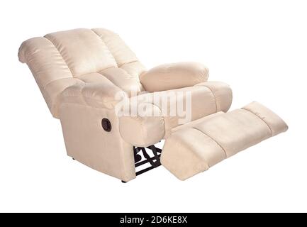 Modernes Sofa aus beigefarbenem Wildleder Stockfoto