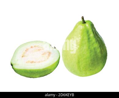 Guavafrüchte isoliert auf weißem Hintergrund Stockfoto
