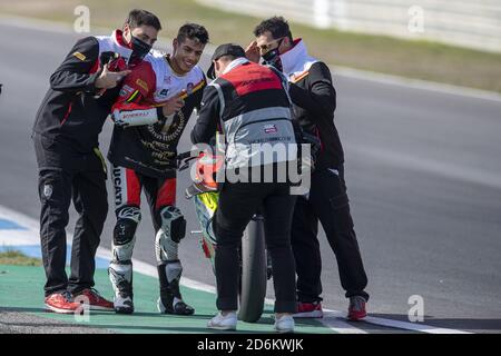 Estoril, Portugal., 18. Oktober 2020, Nr. 21 Michael Ruben Rinaldi ITA Ducati Panigale V4 R Team GOELEVEN Bester unabhängiger Fahrer während der 8. Runde Pirelli Estoril - Rennen, World Superbike - SBK - Credit: LM/Otto Moretti/Alamy Live News Stockfoto