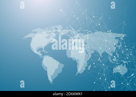 Globales Netzwerk Verbindung Konzept. Grosse Daten Visualisierung. Soziales Netzwerk Kommunikation in der globalen Computernetze. Internet Technologie. Geschäft Stockfoto