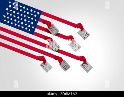 US-Wahlen und US-Wahlen oder US-amerikanische Wähler, die in den USA für einen Präsidenten oder Senator und Kongressabgeordneten oder Kongressabgeordneten stimmen. Stockfoto