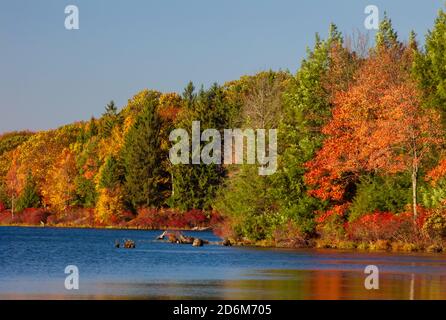 422-Acre Promised Land Lake im Promised Land State Park ist Das Hotel liegt in Pennsylvania Pocono Mountains Stockfoto