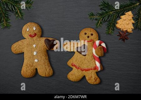 Gingerbread Man männliche kleine Mann frohe Weihnachten Stockfoto