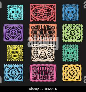 Papierfahnen des Tages der Toten Stock Vektor