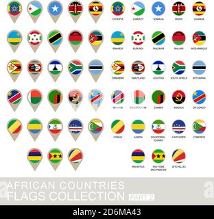 Afrikanische Länder Flaggen Sammlung, Teil 2, 2 Version Stock Vektor