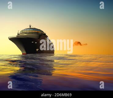 Riese das größte Schiff je nach Länge. Die größten und längsten Schiffe. Stockfoto