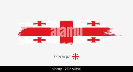 Flagge Georgiens, grunge abstrakter Pinselstrich auf grauem Hintergrund. Vektorgrafik. Stock Vektor