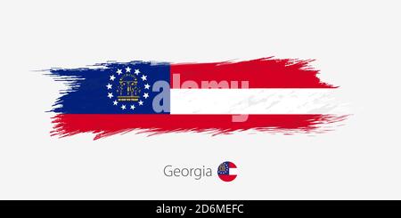 Flagge von Georgia US State, Grunge abstrakter Pinselstrich auf grauem Hintergrund.Vektor-Illustration. Stock Vektor