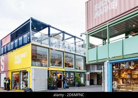 Buck Street Market in Camden High Street, normalerweise sehr belebt, während der Coronavirus-Pandemie, London, Großbritannien Stockfoto