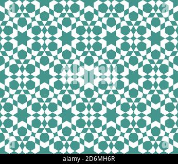 Nahtlose geometrische Ornament auf der Grundlage der traditionellen islamischen Kunst. . großes Design für Stoff, Textil, Abdeckung, Geschenkpapier, Hintergrund. Türkis blaue Farbe. Stock Vektor