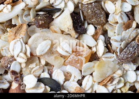 Nahaufnahme von Müsli als Hintergrund Stockfoto