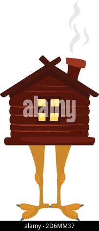 Hütte mit Hühnerbeinen, Illustration, Vektor auf weißem Hintergrund Stock Vektor