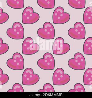 Kleine rosa Herzen, Nahtloses Muster auf hellrosa Hintergrund. Stock Vektor