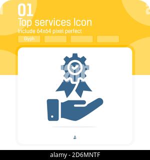 Top Services Premieren Symbol mit flachen Stil isoliert auf weißem Hintergrund. Vektorgrafik Garantie, Garantie, Leistung, Service, genehmigen, überprüfen Stock Vektor