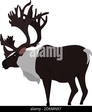 Hirsch mit großen Hörnern, Illustration, Vektor auf weißem Hintergrund Stock Vektor