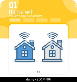 Home WiFi Premium-Symbol mit Umriss Farbstil isoliert auf weißem Hintergrund aus Smart Home Icon-Sammlung. Vektordarstellung Symbolkonzept Stock Vektor