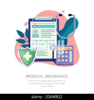 Medizinische Versicherung Vektor flache Abbildung. Medizin und Gesundheitskonzept. Stock Vektor