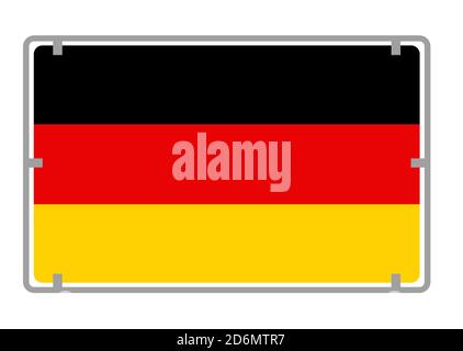 Deutsche Flagge isoliert vor weißem Hintergrund Stockfoto