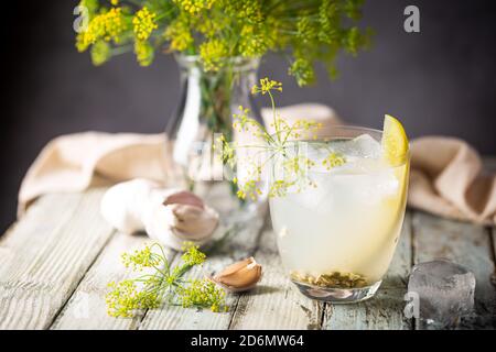 Solecocktail in einem Glas Stockfoto