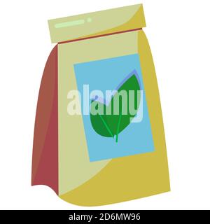 Tee- oder Kaffeetasche flach einfache Illustration. Stock Vektor