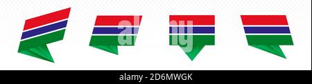 Flagge von Gambia in modernem abstraktem Design, Vektor-Flag-Set. Stock Vektor