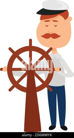 Kapitän des Schiffes, Illustration, Vektor auf weißem Hintergrund Stock Vektor