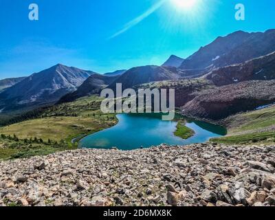 Wandern zum Lake Ann Pass, Collegiate West auf dem 485 Meilen langen Colorado Trail, Colorado Stockfoto