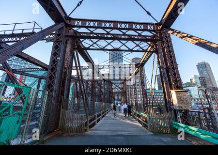 Old Northern Ave Bridge, historisches Wahrzeichen, Boston, Massachusetts, USA Stockfoto