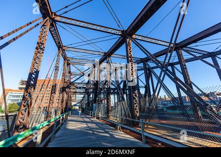 Old Northern Ave Bridge, historisches Wahrzeichen, Boston, Massachusetts, USA Stockfoto