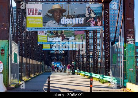 Old Northern Ave Bridge, historisches Wahrzeichen, Boston, Massachusetts, USA Stockfoto