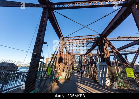 Old Northern Ave Bridge, historisches Wahrzeichen, Boston, Massachusetts, USA Stockfoto