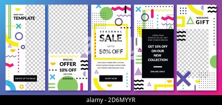 Geschichten Vektor-Vorlage für Instagram sozialen Netzwerk. Geschichte geometrische abstrakte weißen Hintergrund. Trendiges Design für Mode Verkauf und Sonderangebot Flye Stock Vektor