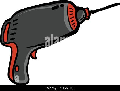 Elektrische Bohrmaschine, Illustration, Vektor auf weißem Hintergrund Stock Vektor