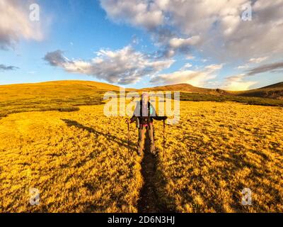 Wandern zum Snow Mesa auf dem 485 Meilen langen Colorado Trail, Colorado Stockfoto